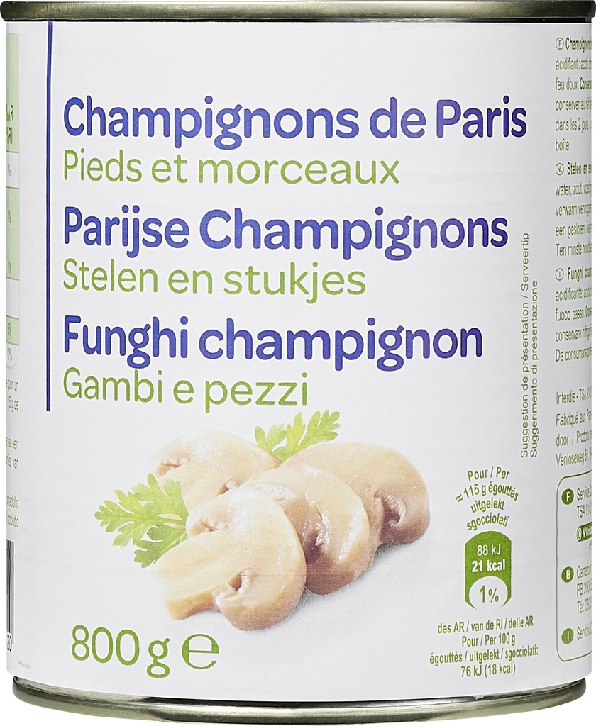 Champignons de paris REINE 800g