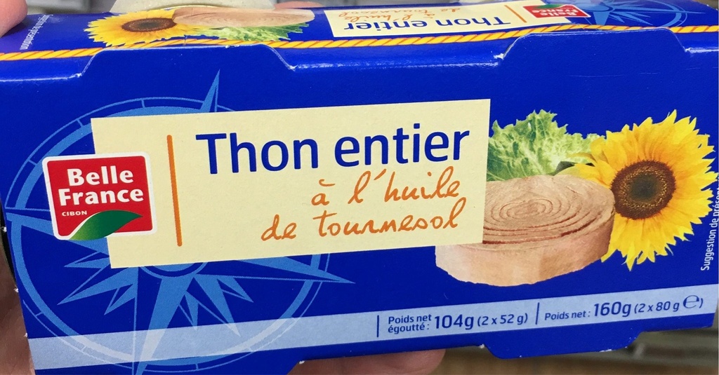 BF Thon entier à l'huile de tournesol 160g