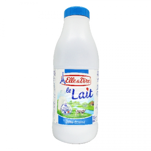 Lait Elle &amp; Vire Demi-Ecreme en carton 1L