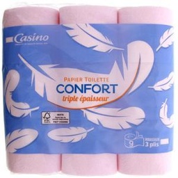 CASINO Papier toilette 3 plis blanc/bleu - x4